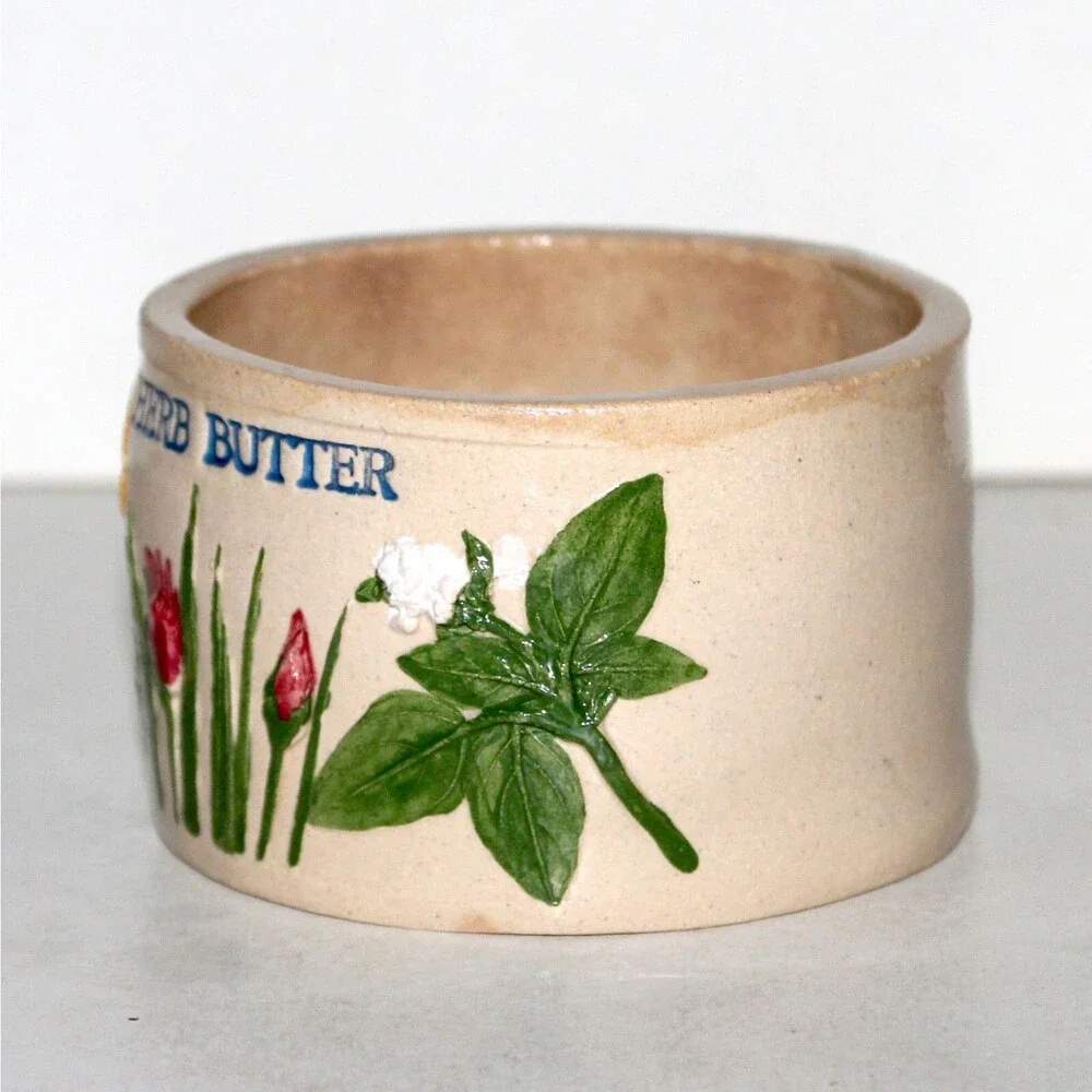 Herb Butter pot crock container Monika Calhoun Herbs in Clay collection 1992